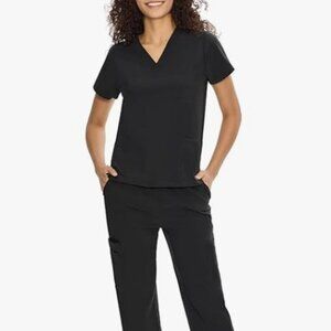 COZYFIT Scrubs for Women  - V-Neck Top & Straight Leg Pants w 9 pockets